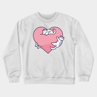 Cats on a Big Heart Crewneck Sweatshirt